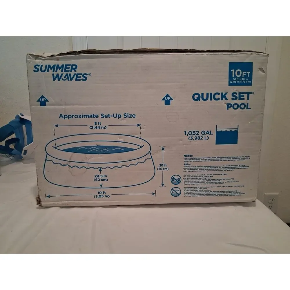 Summer Waves 10ft x 30in Quick Set Inflatable Pool Filter Pump NEW OPEN BOX